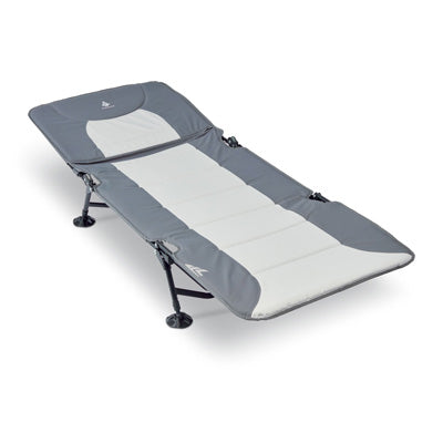 key features Woods Portable Quick Set-up Folding Adjustable 2-in-1 Camping Lounger/Cot - Gray