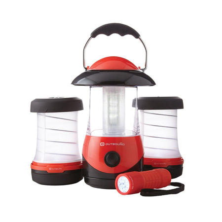 key features Outbound 4-Piece LED Lantern & Camp Light Set - Red