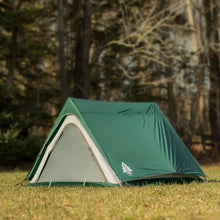 Load image into Gallery viewer, Fully built Woods A-Frame 3-Person 3-Season Tent in Green on campground