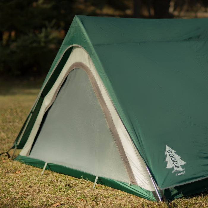 Close up of the door of the Woods A-Frame 3-Person 3-Season Tent in Green