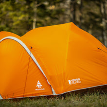 Load image into Gallery viewer, Close up side view of a fully built Woods Pinnacle Lightweight 4-Person 4-Season Tent