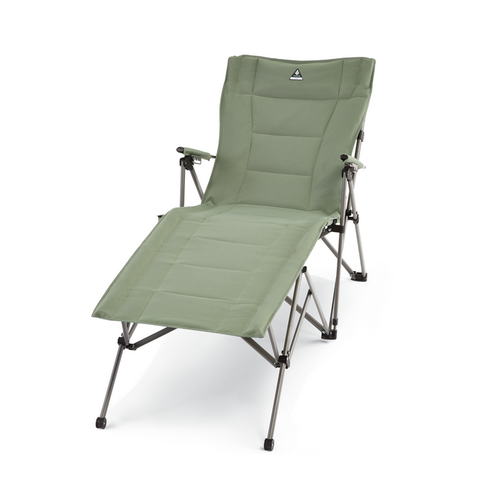 Front view of the Woods Ashcroft 3-Position Camping Lounger Chair in Sea Spray