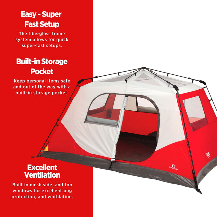 Features of the 8-person cabin tent without rainfly in red