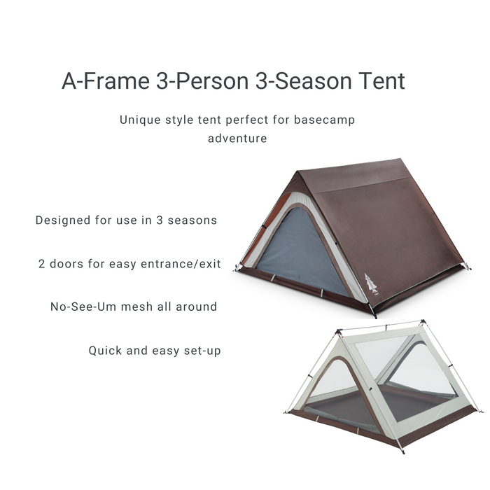 Features of the Woods A-Frame 3-Person 3-Season Tent