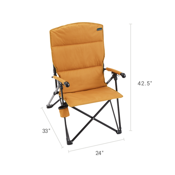 Dimensions of the Woods Siesta Folding Reclining Padded Camping Chair in Dijon