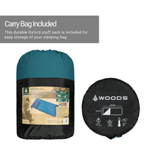 Load image into Gallery viewer, Carry bag for the Woods Heritage Cotton Flannel Cold Weather Sleeping Bag in Blue