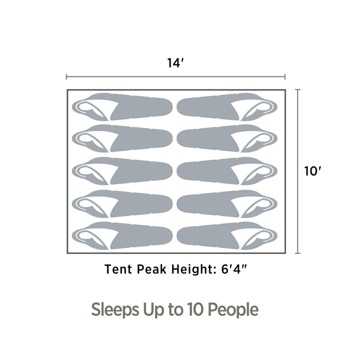 Dimensions of the 10-person instant pop-up tent