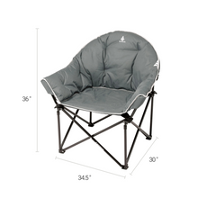 Load image into Gallery viewer, Dimensions of the Woods Strathcona Fully Padded Folding Camping Bucket Chair in Gray