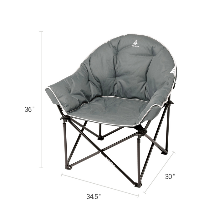 Dimensions of the Woods Strathcona Fully Padded Folding Camping Bucket Chair in Gray