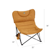 Load image into Gallery viewer, Dimensions of the Woods Mammoth Folding Padded Camping Chair in Dijon