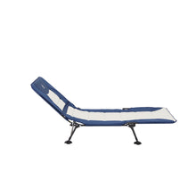 Load image into Gallery viewer, Reclined Woods Portable Quick Set-Up Adjustable 2-in-1 Camping Lounger in Navy from the right side