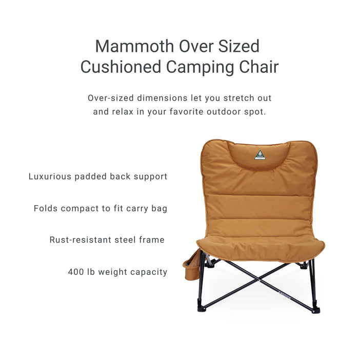 Features of the Woods Mammoth Folding Padded Camping Chair in Dijon