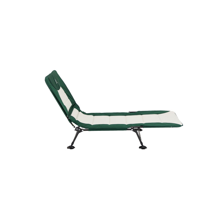 Woods Portable Quick Set-Up Adjustable 2-in-1 Camping Lounger in Green from the right side