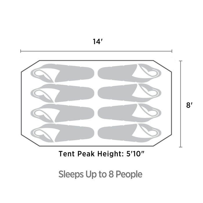 Dimensions of the 8-person lightweight dome tent