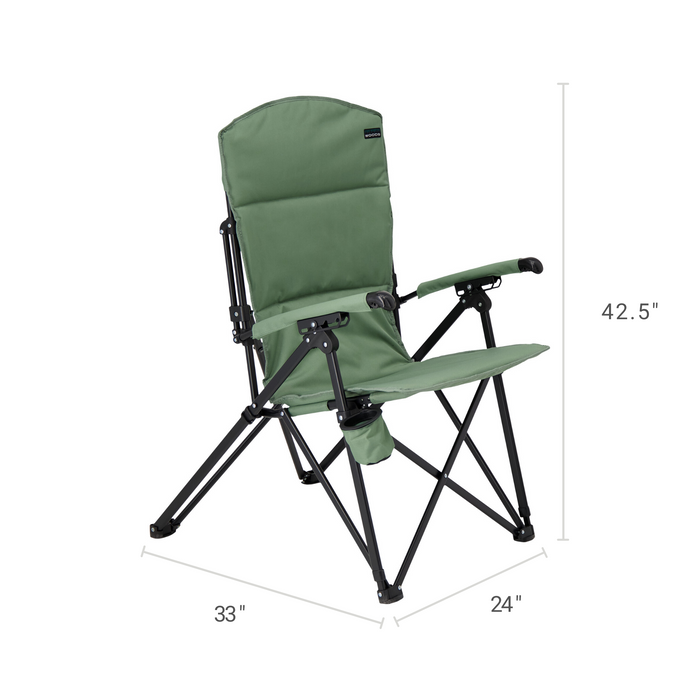 Dimensions of the Woods Siesta Folding Reclining Padded Camping Chair in Sea Spray