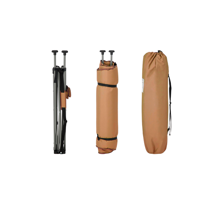 Woods Mammoth Folding Padded Camping Chair in Dijon folded and inside carry bag
