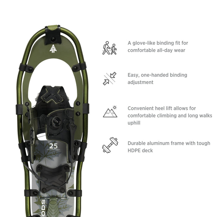 Features of the Woods Men's Sycamore All-Terrain Lightweight Snowshoes in 25 inches