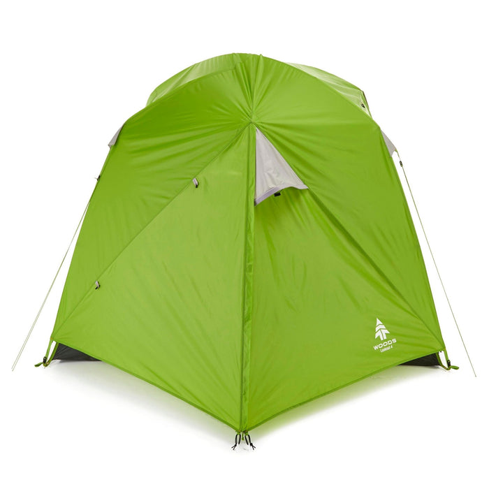 Fully built Woods Lookout Lightweight 4-Person 3-Season Tent with rainfly and vestibule from back