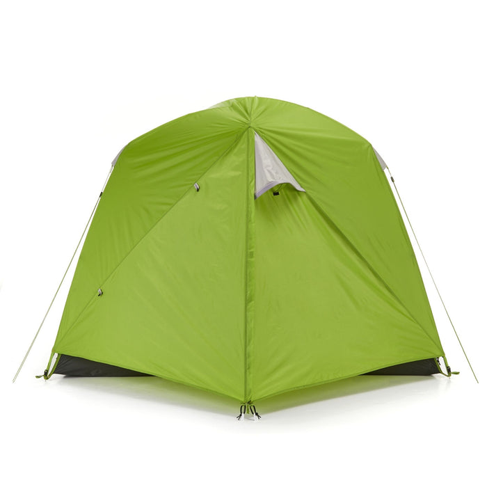 Fully built Woods Lookout Lightweight 4-Person 3-Season Tent with rainfly and vestibule from the back