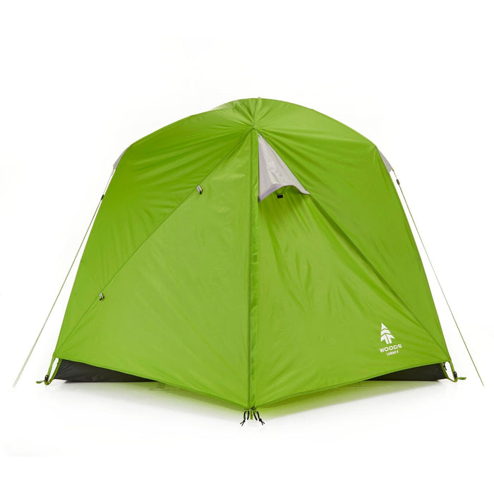 Fully built Woods Lookout Lightweight 4-Person 3-Season Tent with rainfly and vestibule from back