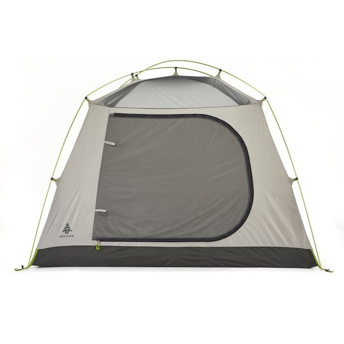Fully built Woods Lookout Lightweight 4-Person 3-Season Tent without rainfly from front