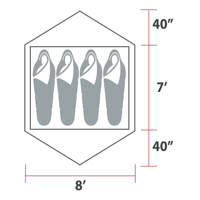 Dimensions of the Woods Lookout Lightweight 4-Person 3-Season Tent