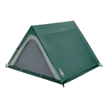 Load image into Gallery viewer, Fully built Woods A-Frame 3-Person 3-Season Tent in Green angled left