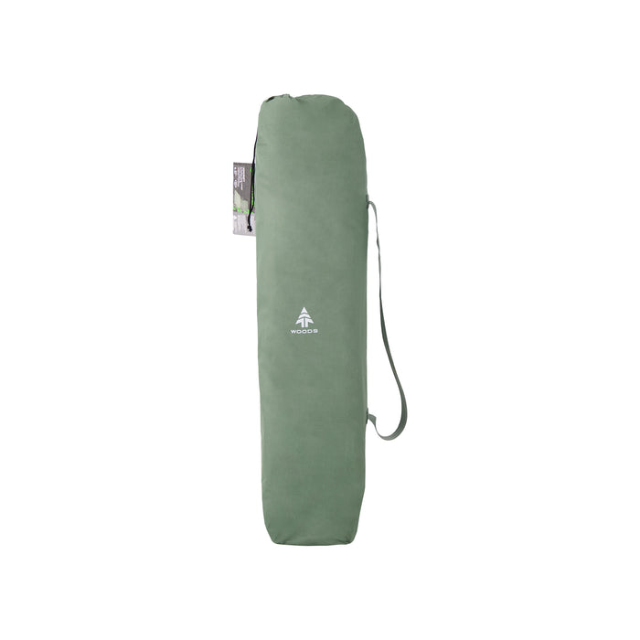 Woods Ashcroft 3-Position Camping Lounger Chair in Sea Spray inside the carry bag