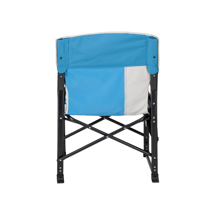 Woods Folding Directors Camping Chair with Table in Blue from the back