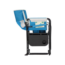 Load image into Gallery viewer, Side view of the Woods Folding Directors Camping Chair with Table folded