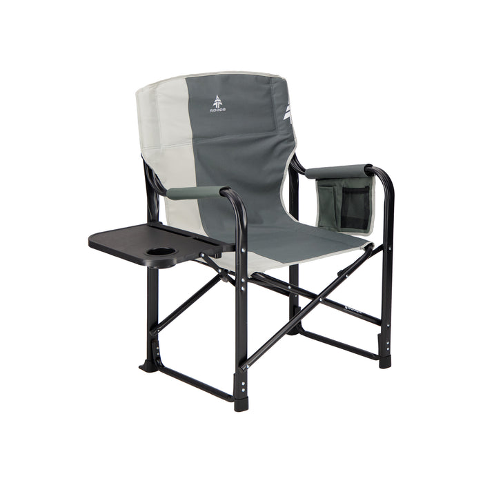 Woods Folding Directors Camping Chair with Table in the color Gun Metal