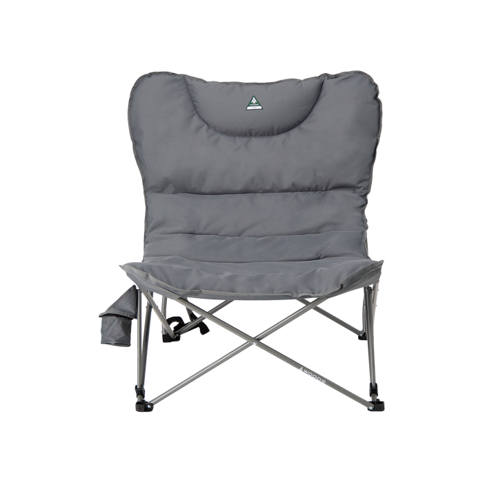 Woods Mammoth Folding Padded Camping Chair in color Gun Metal from the front