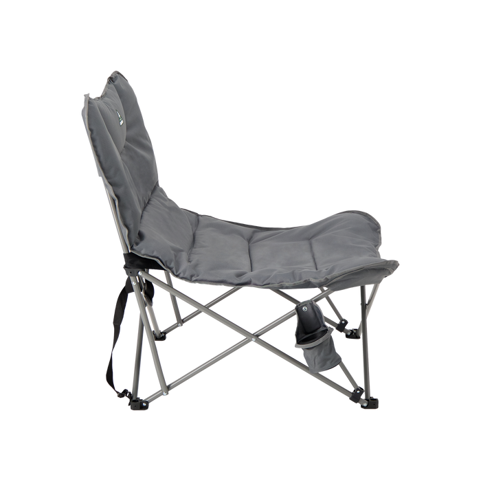Right side of the Woods Mammoth Folding Padded Camping Chair in color Gun Metal
