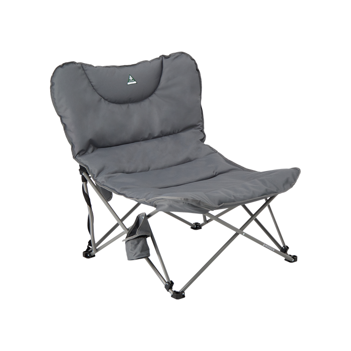Woods Mammoth Folding Padded Camping Chair in color Gun Metal angled to the right