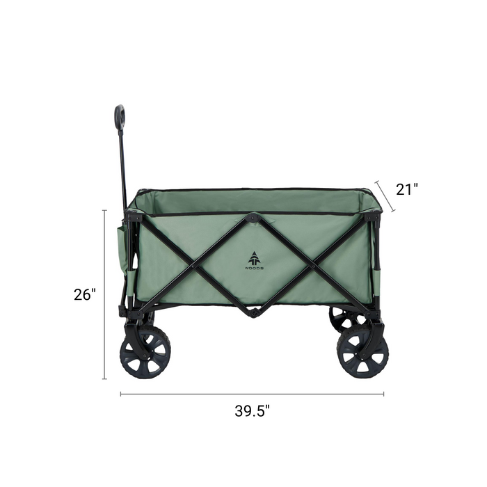 Dimensions of the Woods Outdoor Collapsible Utility King Wagon in Sea Spray 