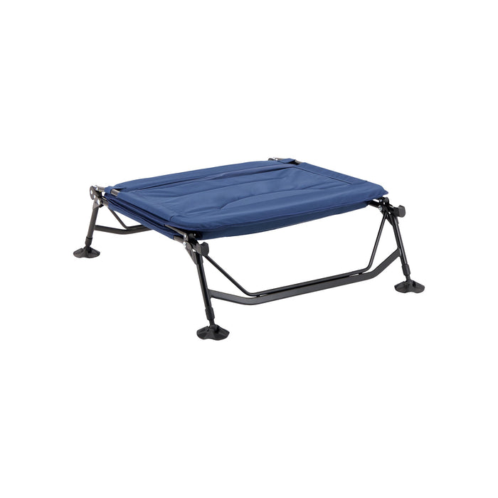 Woods Portable Quick Set-Up Adjustable 2-in-1 Camping Cot in Navy with top folded down