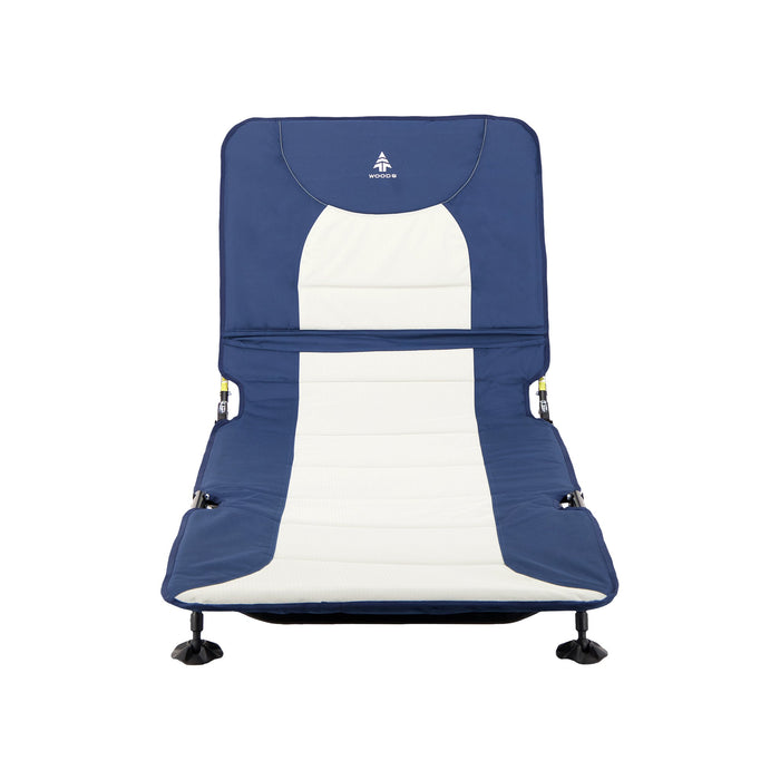 Woods Portable Quick Set-Up Adjustable 2-in-1 Camping Lounger in Navy from the front