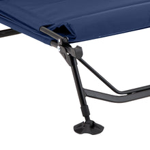 Load image into Gallery viewer, Close up of the legs on the Woods Portable Quick Set-Up Adjustable 2-in-1 Camping Cot in Navy