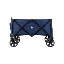 Load image into Gallery viewer, Side view of the Woods Outdoor Collapsible Utility King Wagon in Navy with handle collapsed