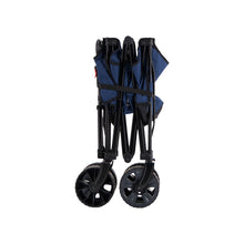 Load image into Gallery viewer, Woods Outdoor Collapsible Utility King Wagon in Navy fully folded and strapped
