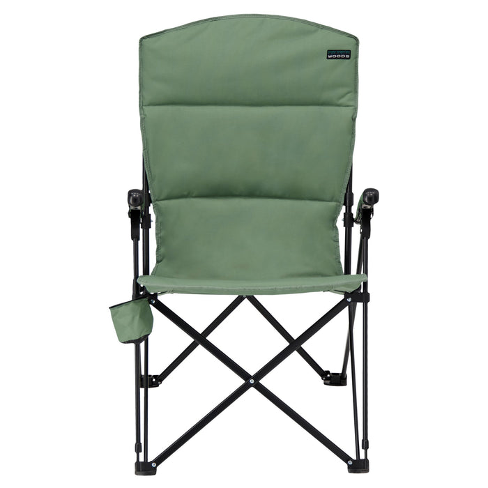 Woods Siesta Folding Reclining Padded Camping Chair in Sea Spray from the front