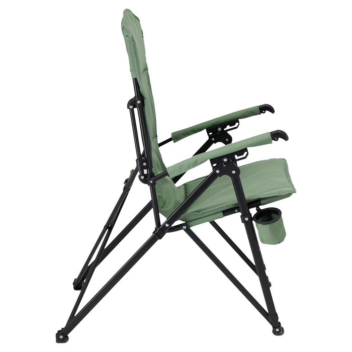Right side of the Woods Siesta Folding Reclining Padded Camping Chair in Sea Spray