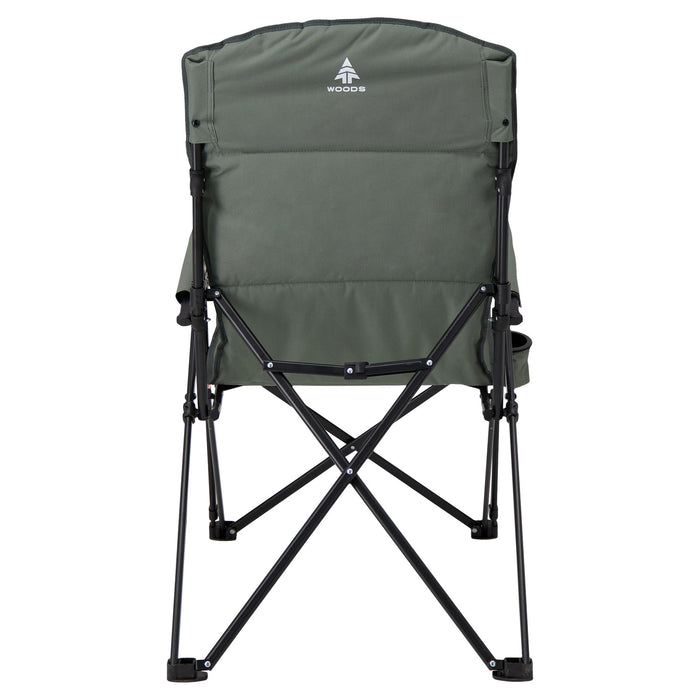 Back of the Woods Siesta Folding Reclining Padded Camping Chair in color Gun Metal