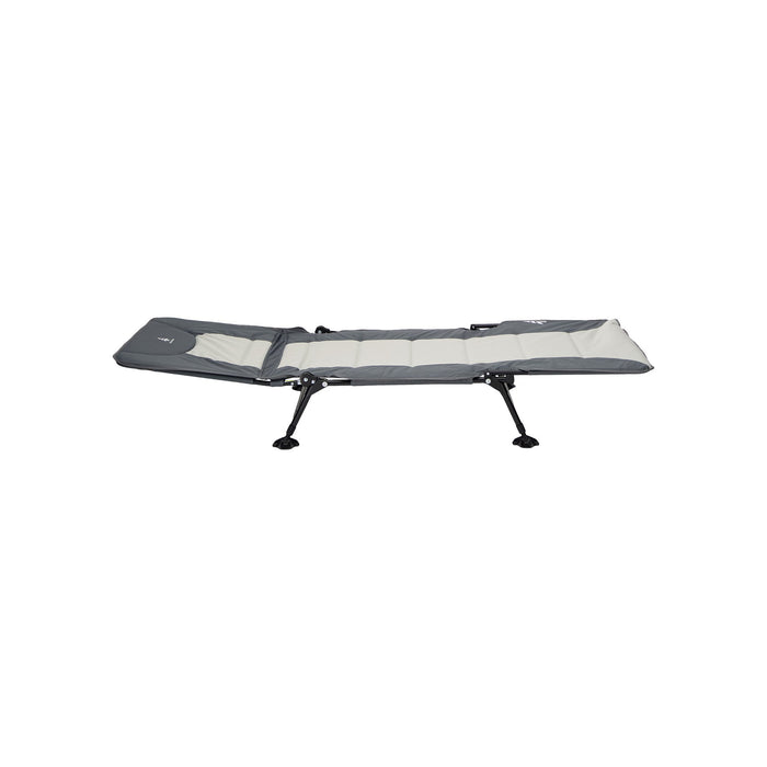 Fully reclined Woods Portable Quick Set-Up Adjustable 2-in-1 Camping Cot in Gray