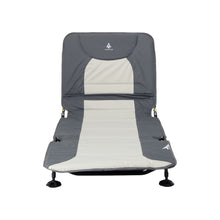 Load image into Gallery viewer, Close up front view of the Woods Portable Quick Set-Up Adjustable 2-in-1 Camping Lounger in Gray