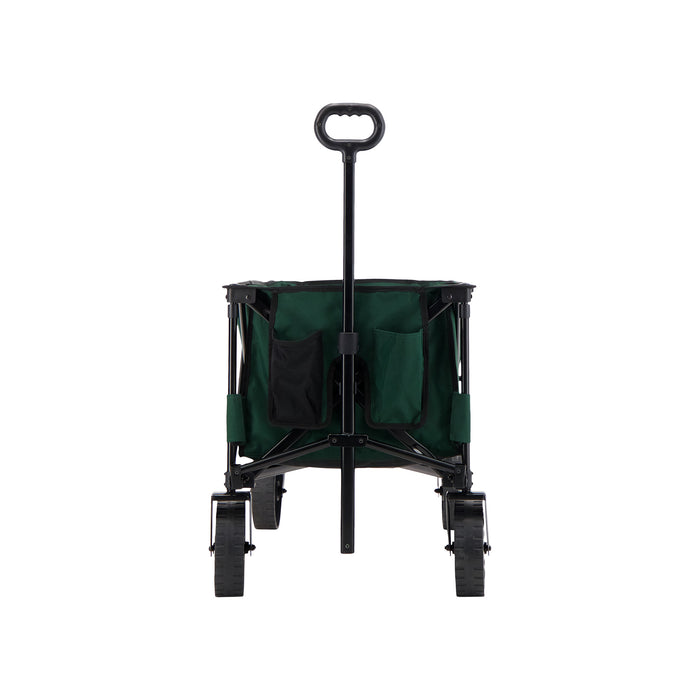 Front view of the Woods Outdoor Collapsible Utility King Wagon in Green