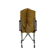 Load image into Gallery viewer, Woods Kaslo Folding Camping Rocker Chair in Dijon slightly folded up from the back
