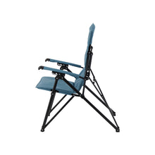 Load image into Gallery viewer, Left side of the Woods Siesta Folding Reclining Padded Camping Chair in Blue