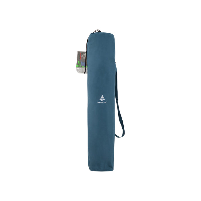Woods Siesta Folding Reclining Padded Camping Chair in Blue inside carry bag
