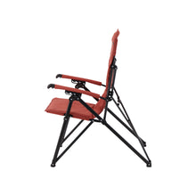 Load image into Gallery viewer, Left side of the Woods Siesta Folding Reclining Padded Camping Chair in Red